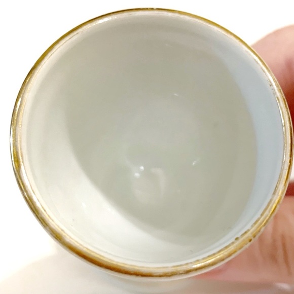 Ceramic Porcelain China 950 Pink Flower Teacup Saucer & Egg Holders White Gold - Picture 11 of 16